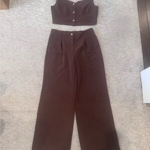 Sincerely Jules Wide Leg High-Waist Pants in Dark Brown